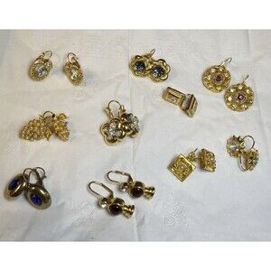 Set Of 10 Gold Tone  Leverback Earrings